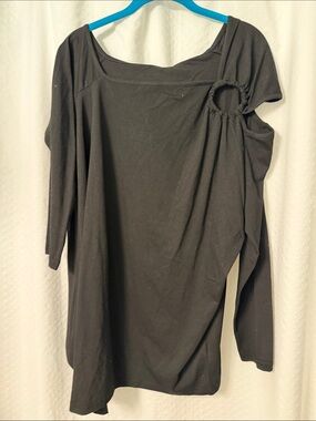 Black Women’s Asymmetrical Tunic with Ring Detail
